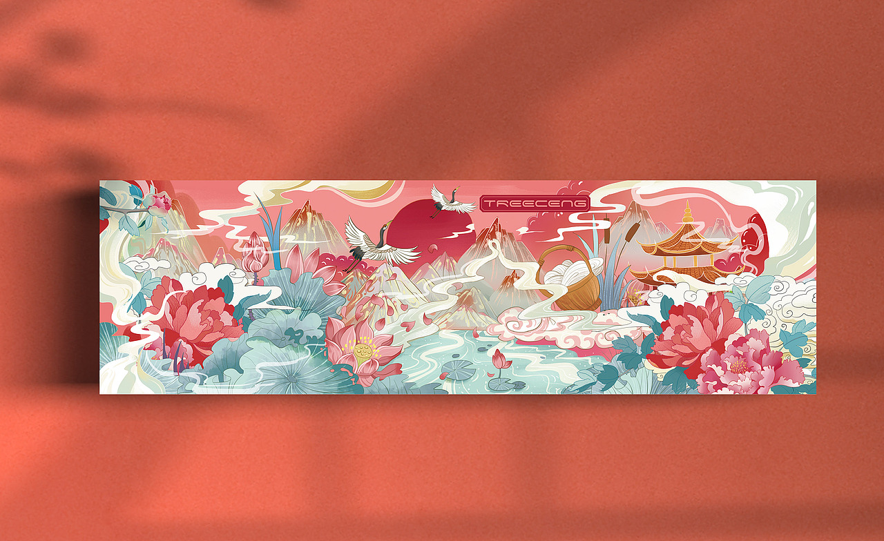 香水系列古风插画包装