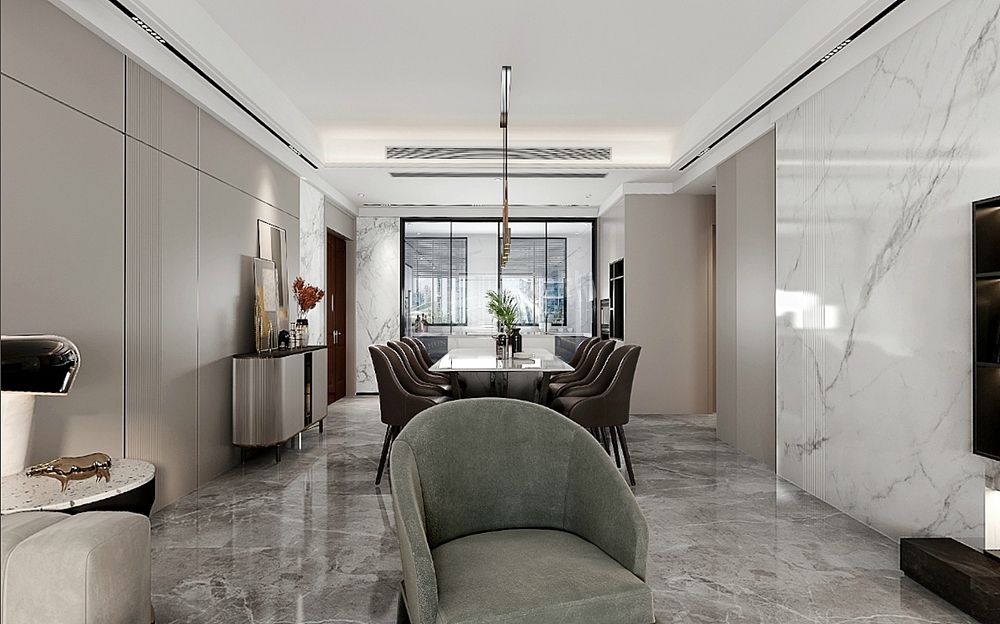 龙湖舜山府洋房装修,大平层现代简约风格设计,天古装饰