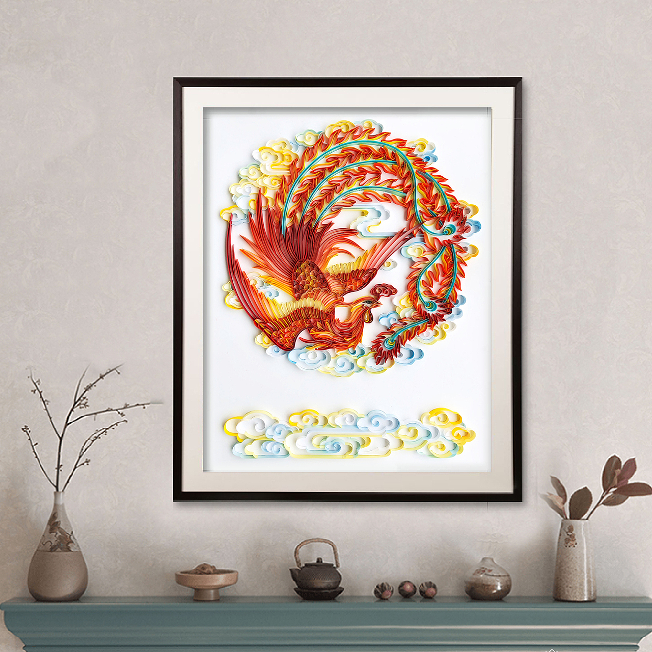 手工衍纸装饰画——凤舞九天（图ZMTYxNjU1NDAw） - 其他手工艺 - 站酷设计师翡翠梦境艺术工坊原创素材 - 站酷ZCOOL