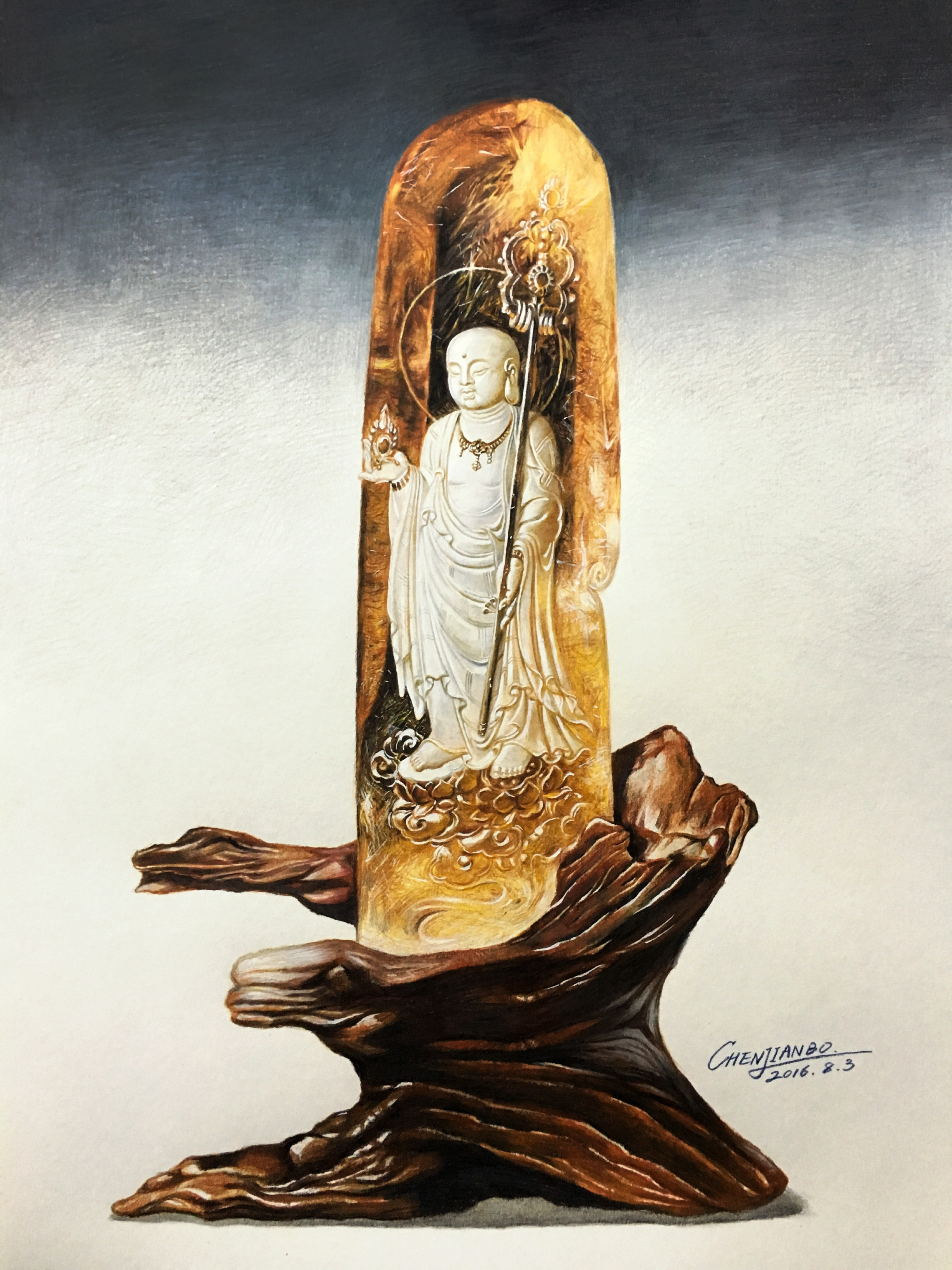 彩铅手绘—水晶地藏王菩萨