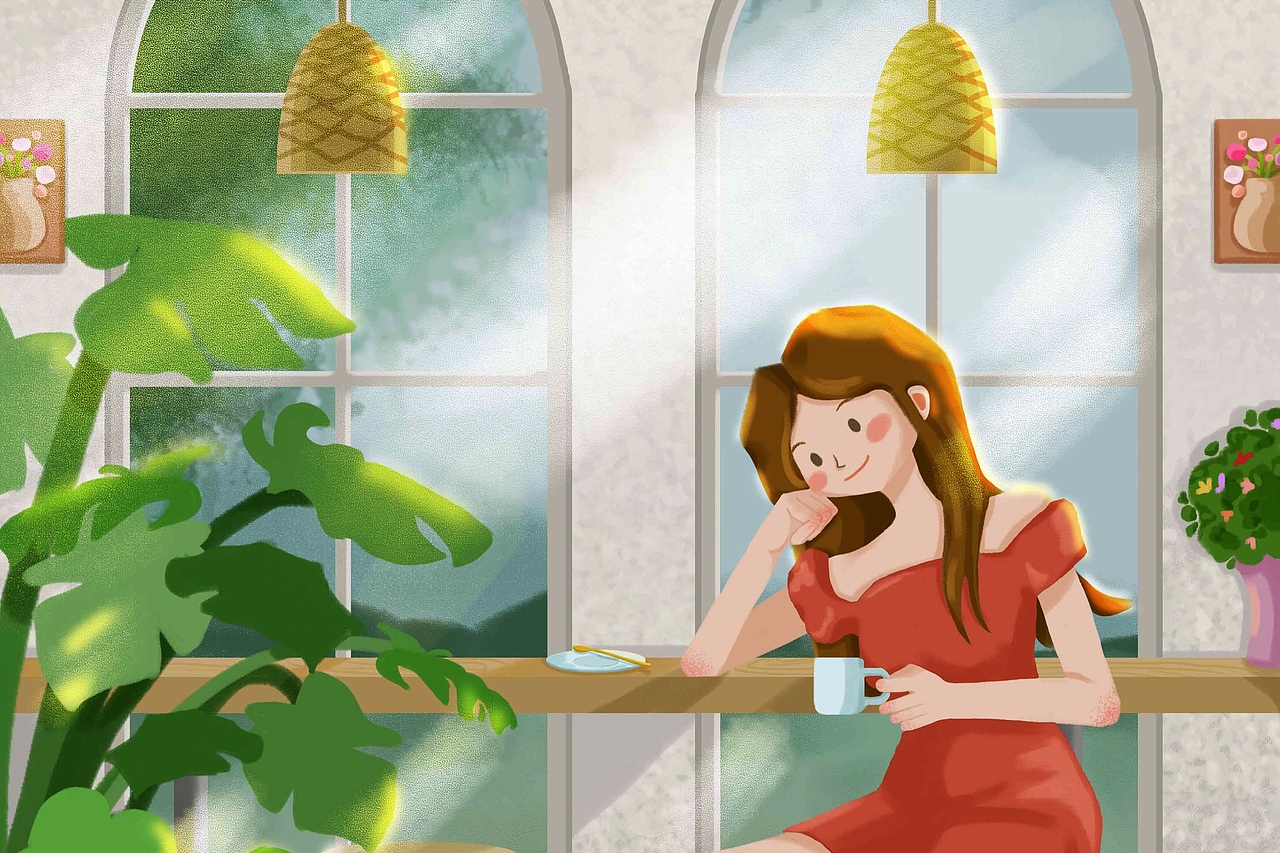 扁平咖啡廳插畫（圖ZMjkyMDg0MDM2） - 創(chuàng)作習作 - 站酷設計師燎青麥原創(chuàng)素材 - 站酷ZCOOL