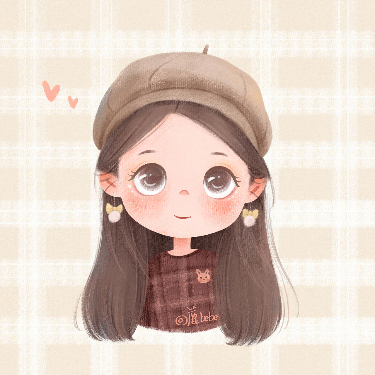 可爱女生头像插画