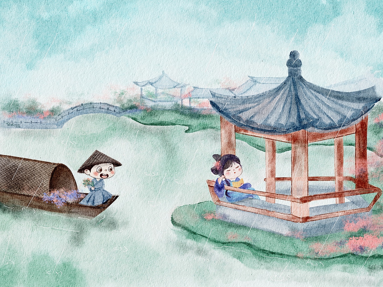 原创古风系列 一起去郊游吧（图ZMzAwMjQwMzA0） - 儿童插画 - 站酷设计师逃跑的耳朵原创素材 - 站酷ZCOOL