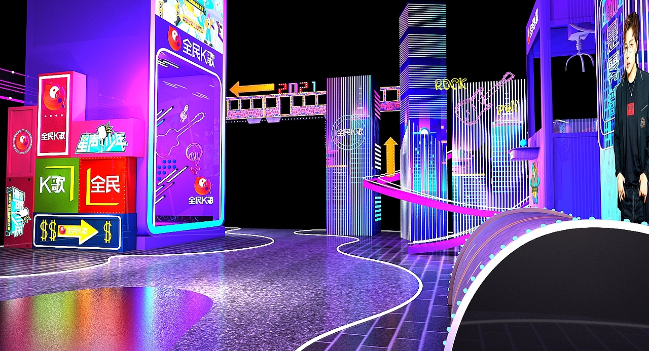 全民K歌路演活动设计3D效果图