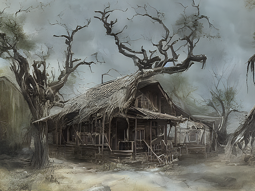 枯树老屋，乡间陌路（个人主页-ZNjI5NDU3NjA=） - AI作品 - 站酷设计师Ethan_Shun原创素材 - 站酷ZCOOL