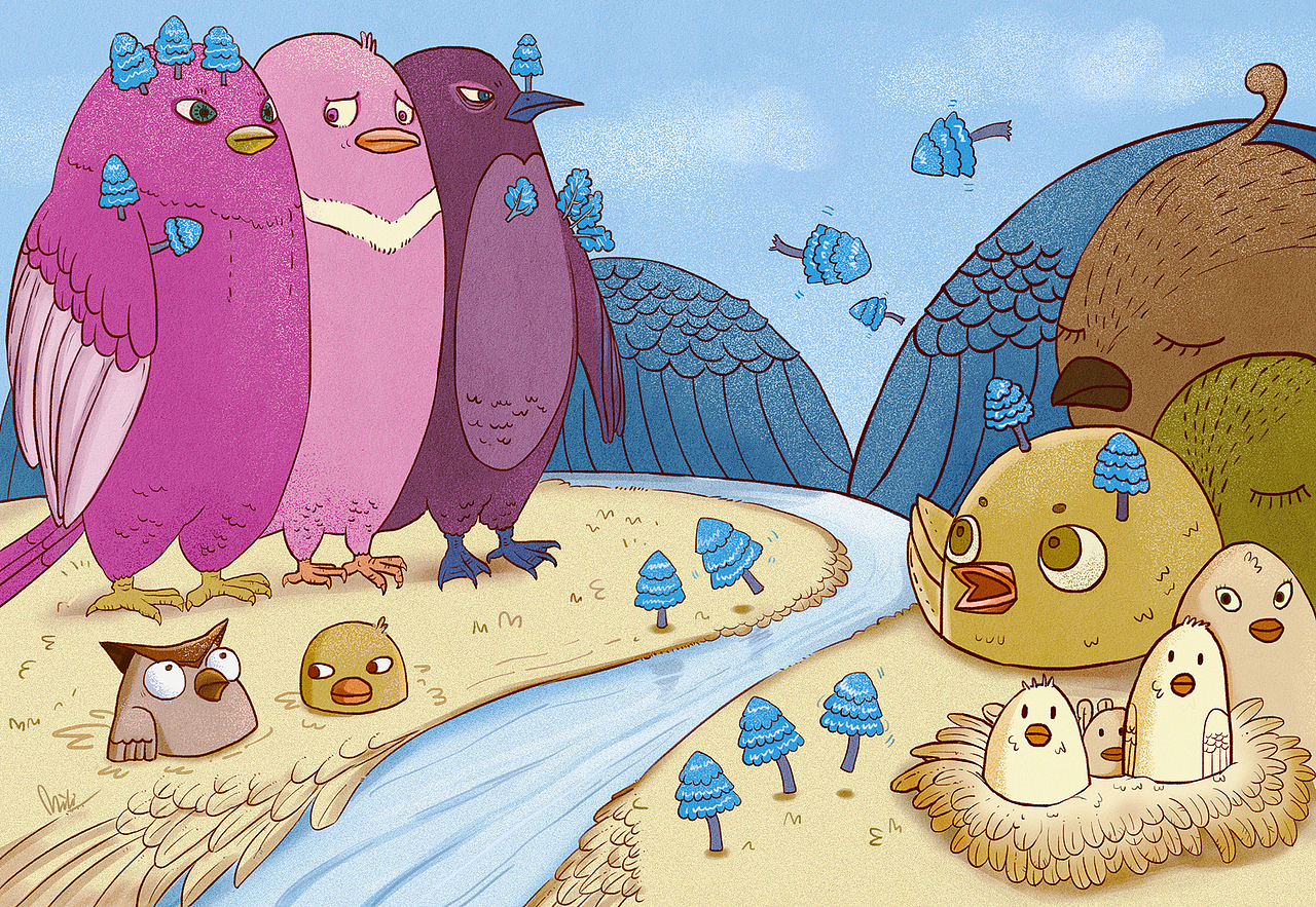 每日一涂17/100 bird tree