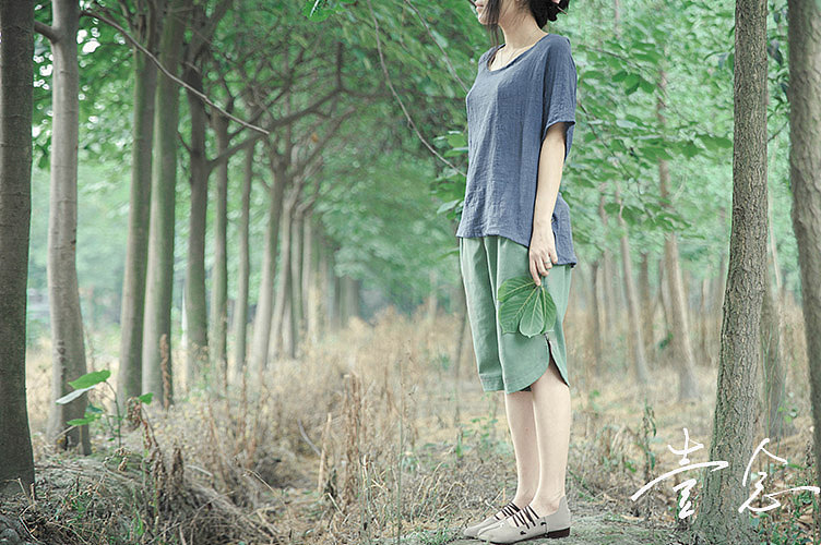 壹念原创设计 女士纯棉宽松清爽透气文艺百搭短袖套头T恤（图ZMTY0NDgzMDQ=） - 休闲/流行服饰 - 站酷设计师王善斌原创素材 - 站酷ZCOOL