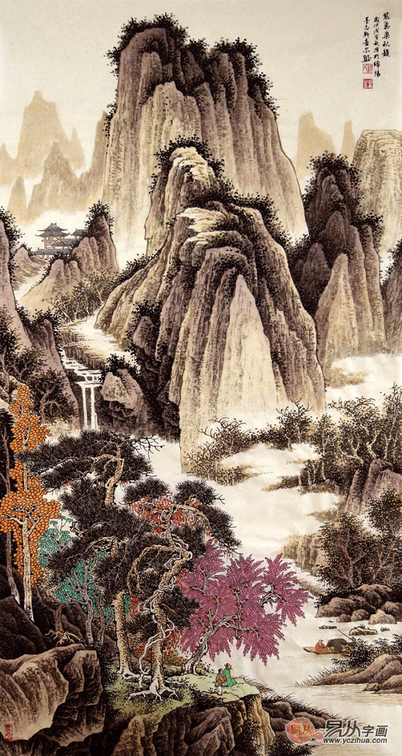 走廊装饰山水画,美景韵味雅致