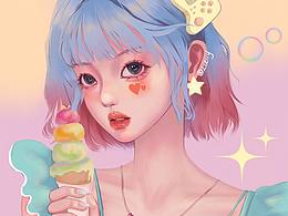 原創(chuàng)插畫｜夏日多巴胺少女