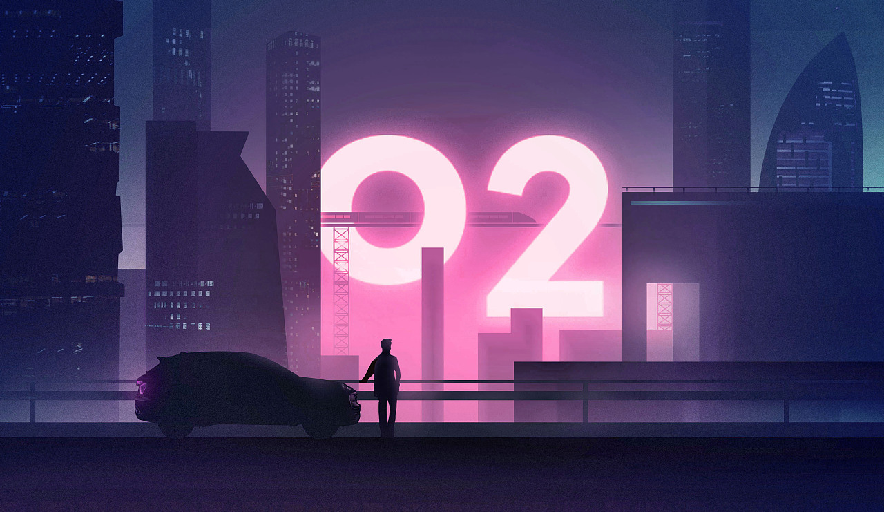 领克02车机壁纸设计 城市之光