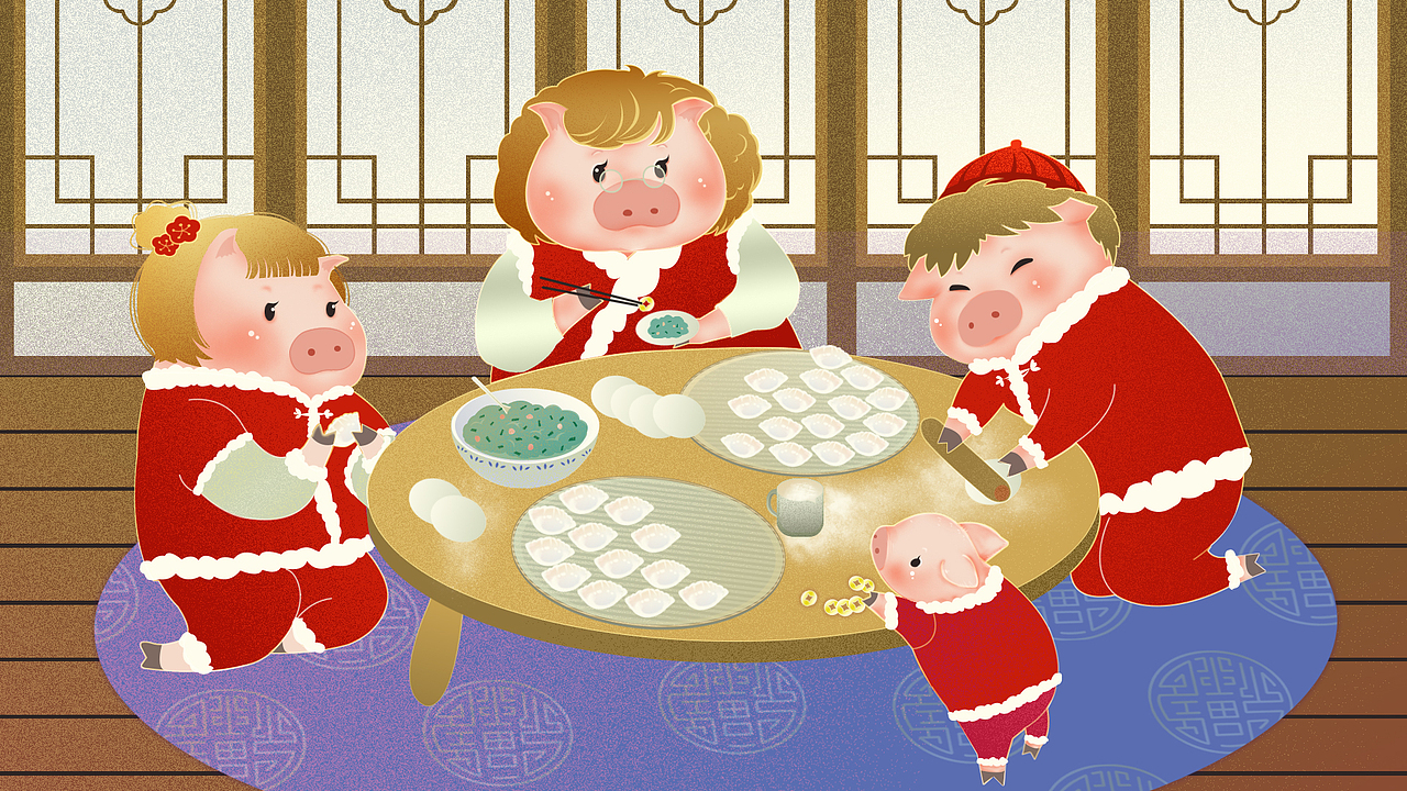 饺子大概是猪肉馅料的,恩。。。一家人就是要整整齐齐的。