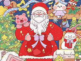 圣誕節(jié)圣誕老人場景插畫