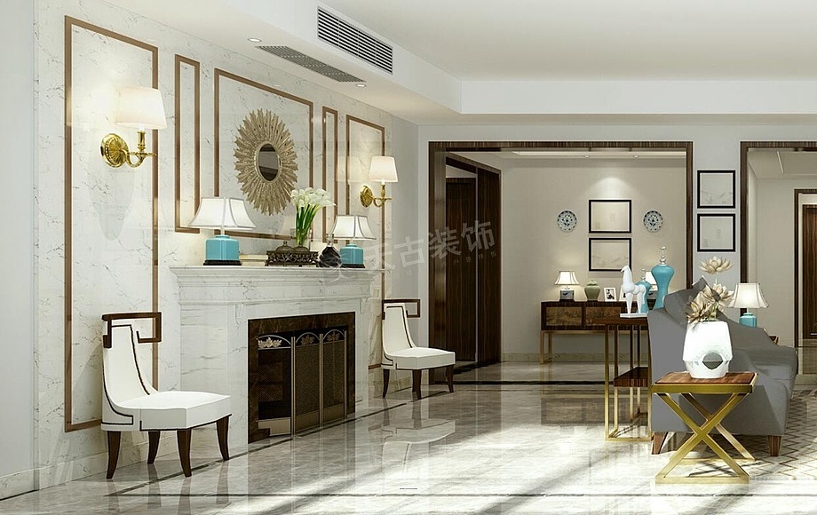 渝北中央公园叠拼别墅金茂墅装修-现代港式风格设计图