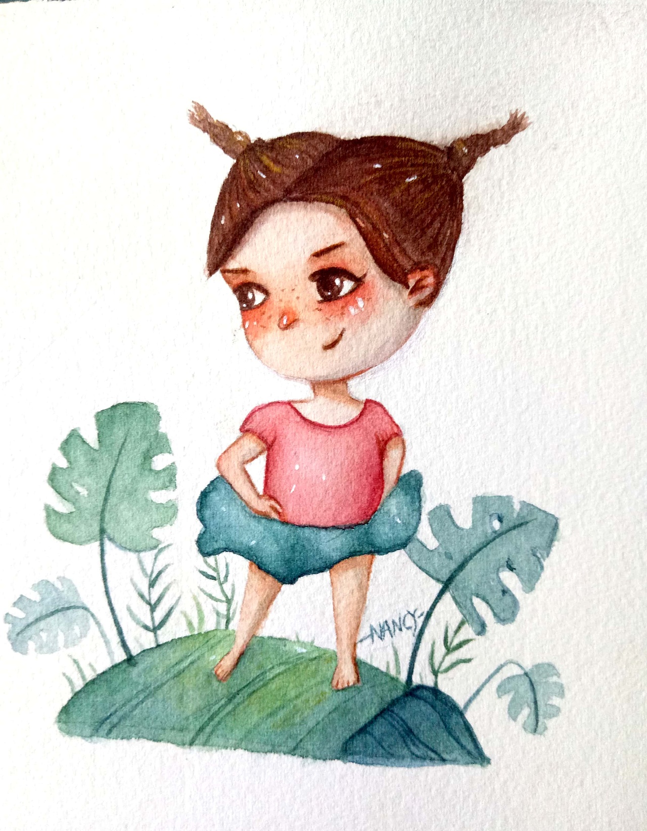 水彩萌妹,原创教程