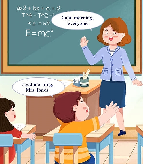 口语英语插画课堂中