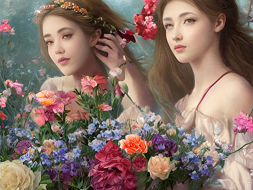 #AI创作实验室#花，古风，女孩，扇子