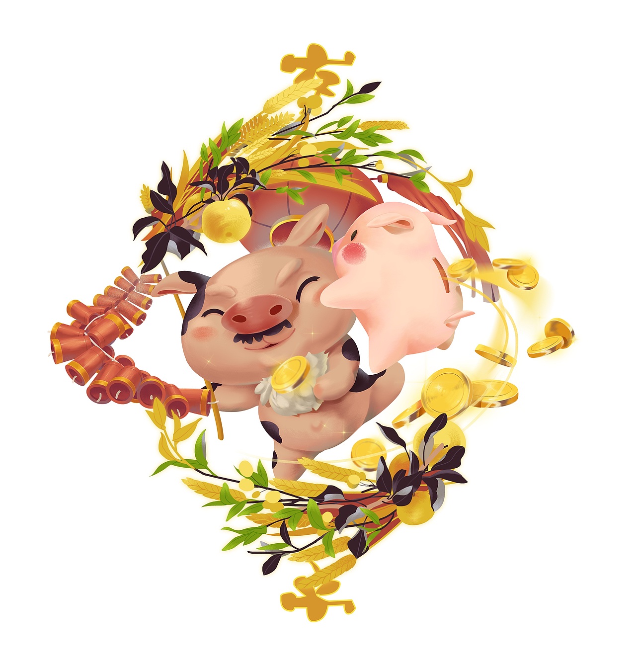 豬年年畫（圖ZMTQzMjQwMDY0） - 創(chuàng)作習(xí)作 - 站酷設(shè)計(jì)師十兩皊原創(chuàng)素材 - 站酷ZCOOL