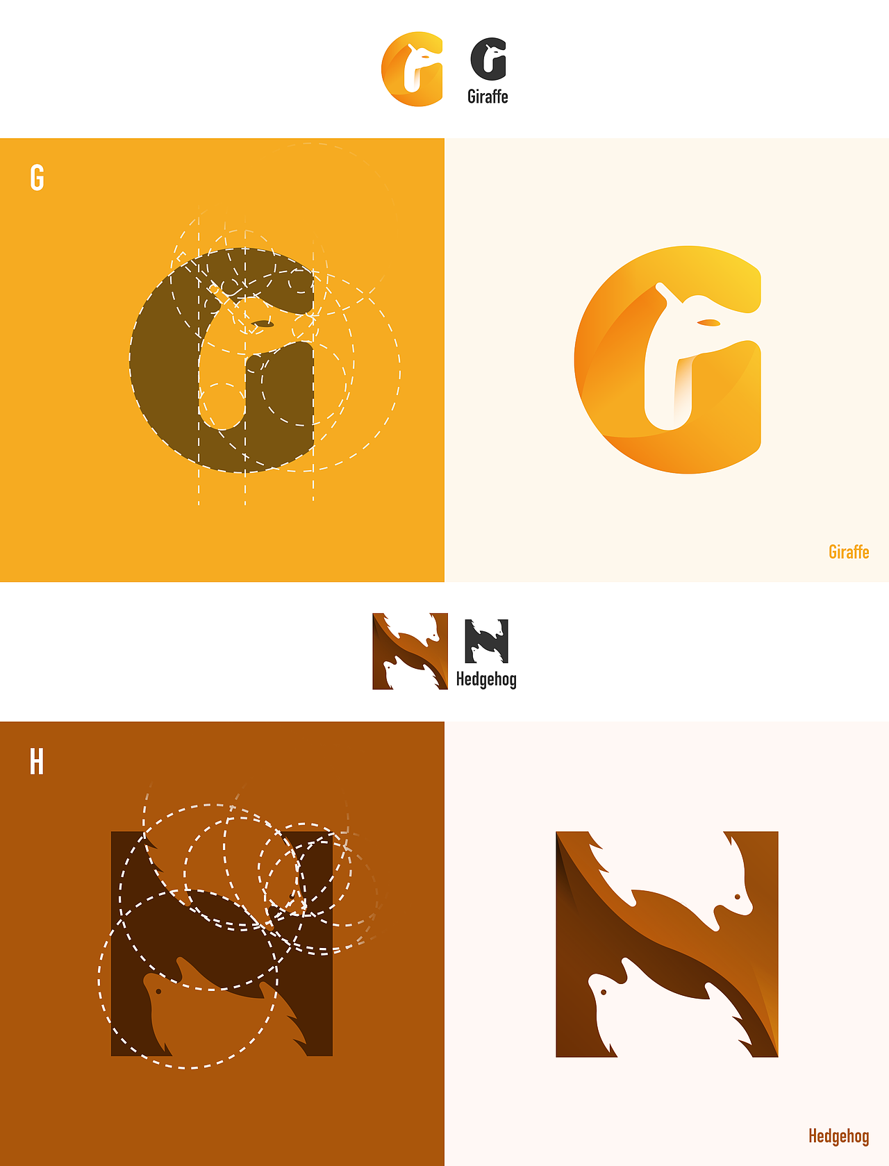 正负形动物字母(a-h)