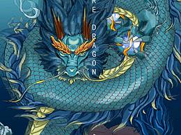 朱雀青龙插画海报毕业设计