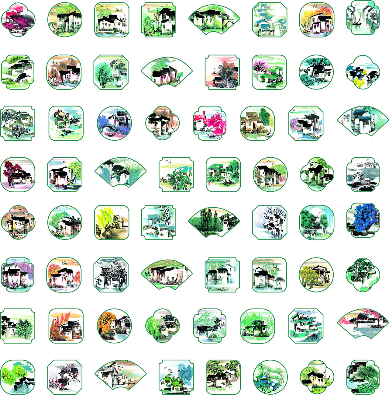 新农村墙绘设计、文化墙彩绘素材、装饰画制作