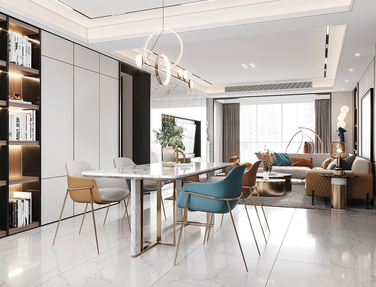现代轻奢客餐厅|空间|室内设计|全国效果图设计 - 原创作品 - 站酷