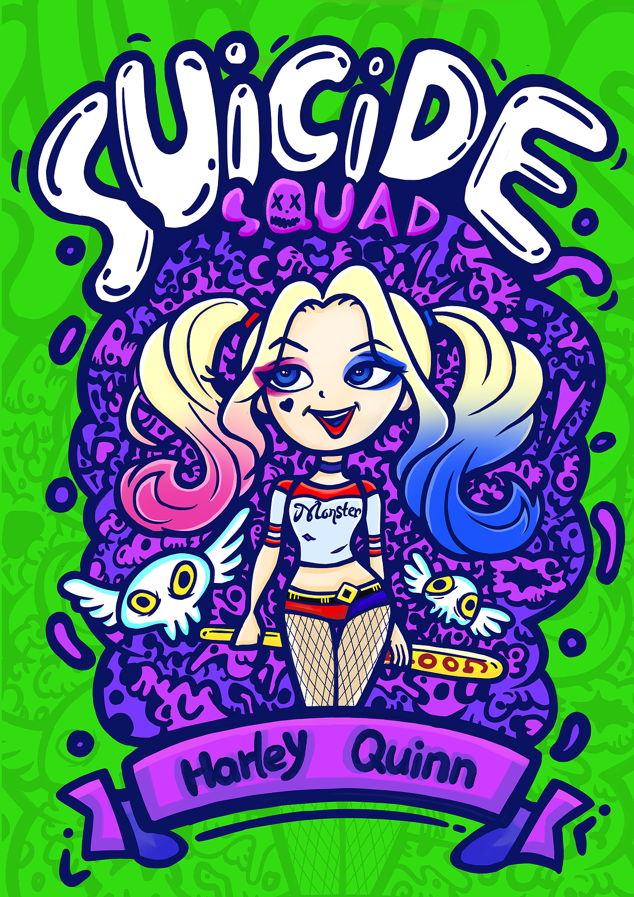 分享收藏标签小丑女自杀小队哈利奎因海报设计涂鸦作品信息创作时间