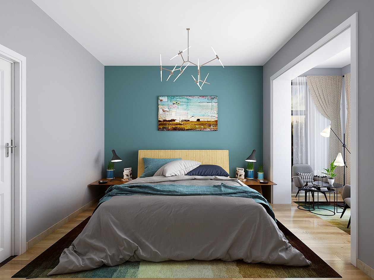 大胆的撞色,形成视觉焦点,空间感更加活跃