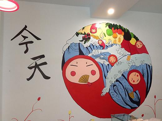大一给学校周围商家画的