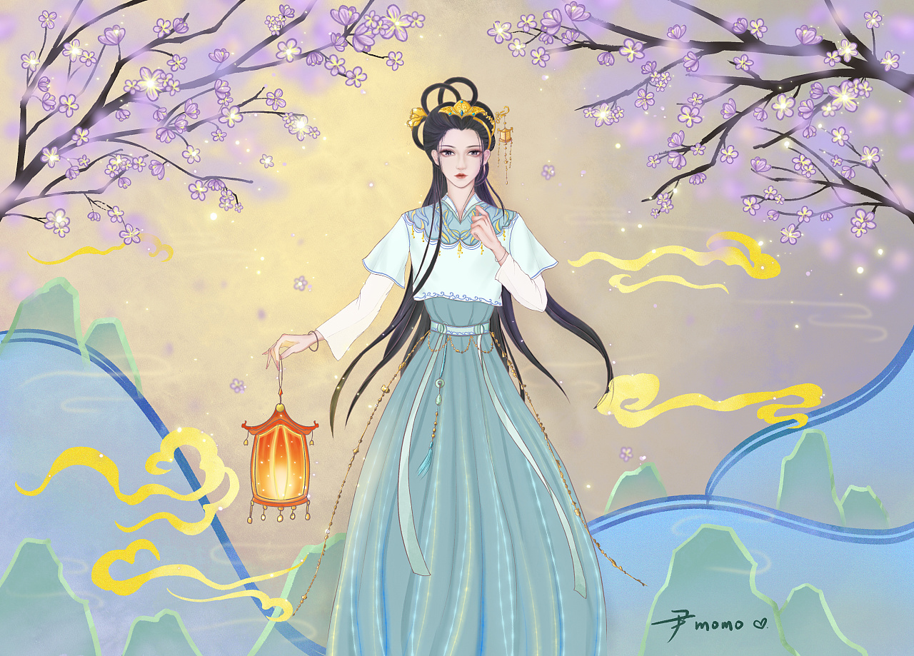 仙气飘飘古风女子插画