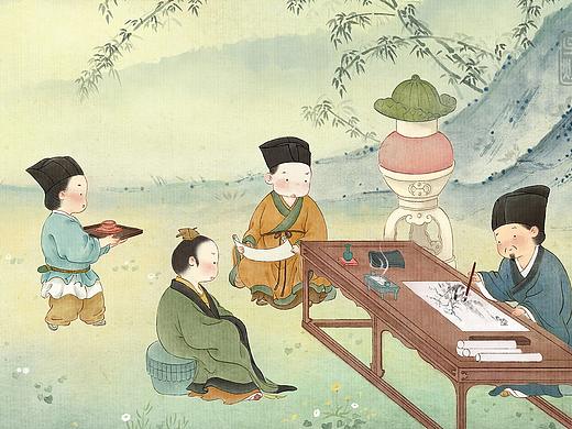 Q弹古画派《撵茶图》
