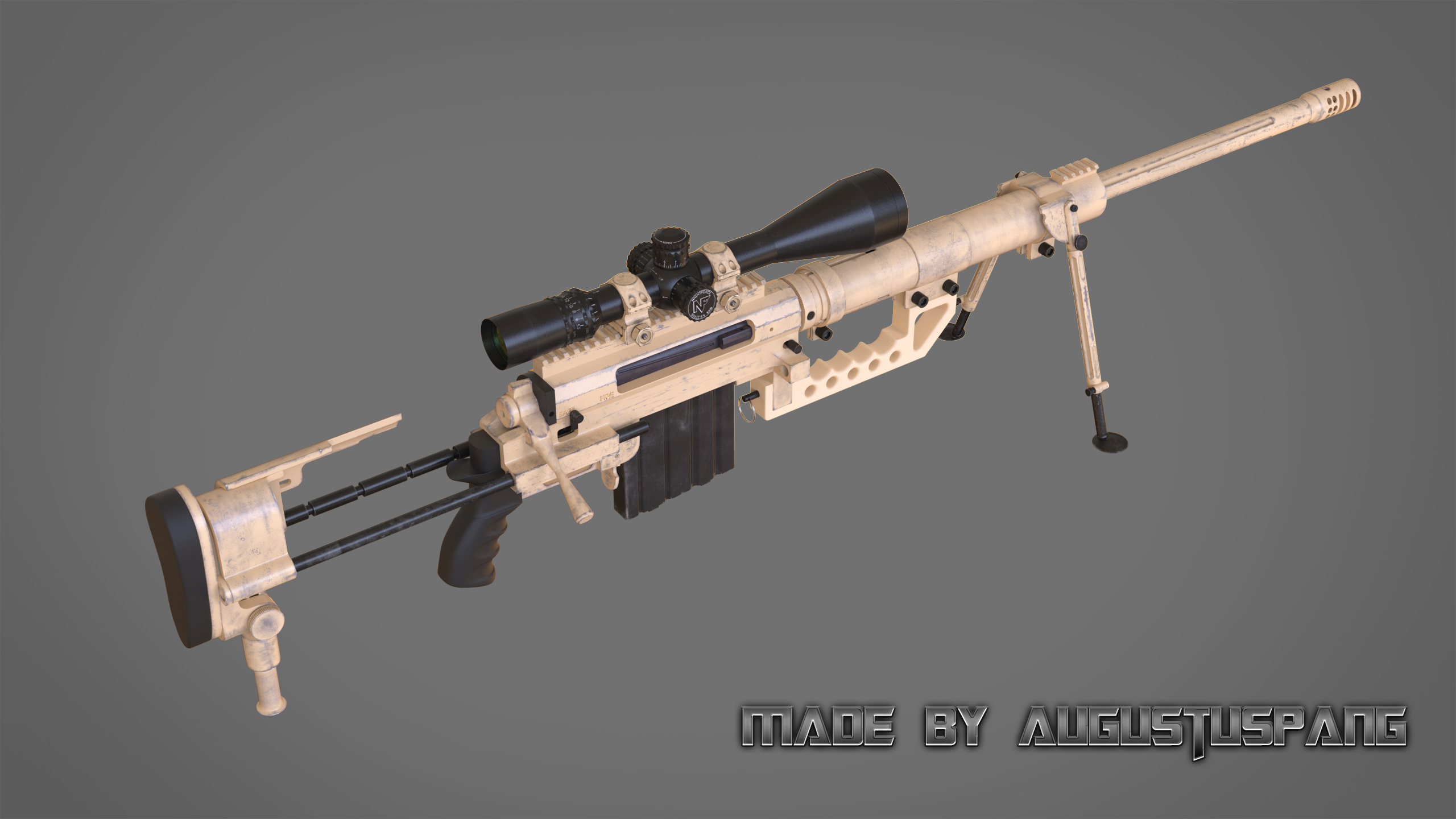 PBR次世代沙漠黄 沙漠迷彩色写实突击步枪模型-cg模型免费下载-CG99