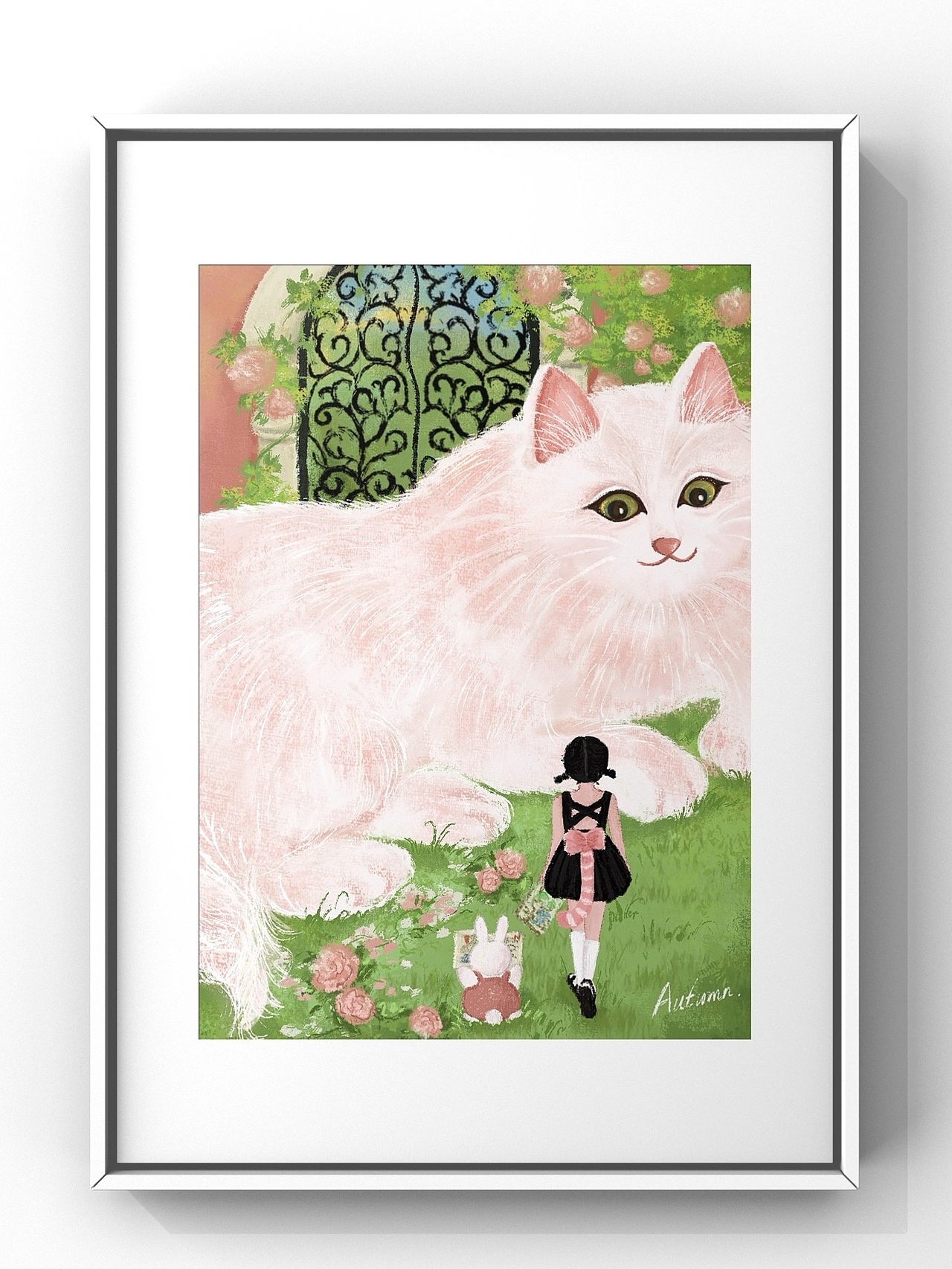 《女孩与巨猫》（图ZMzY5ODM4MDA0） - 创作习作 - 站酷设计师米斯汀Mistin原创素材 - 站酷ZCOOL