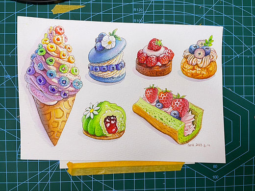 水彩美食甜品第一波