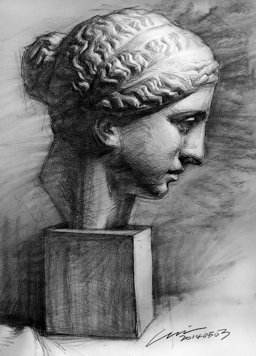 维纳斯石膏像素描侧面图片