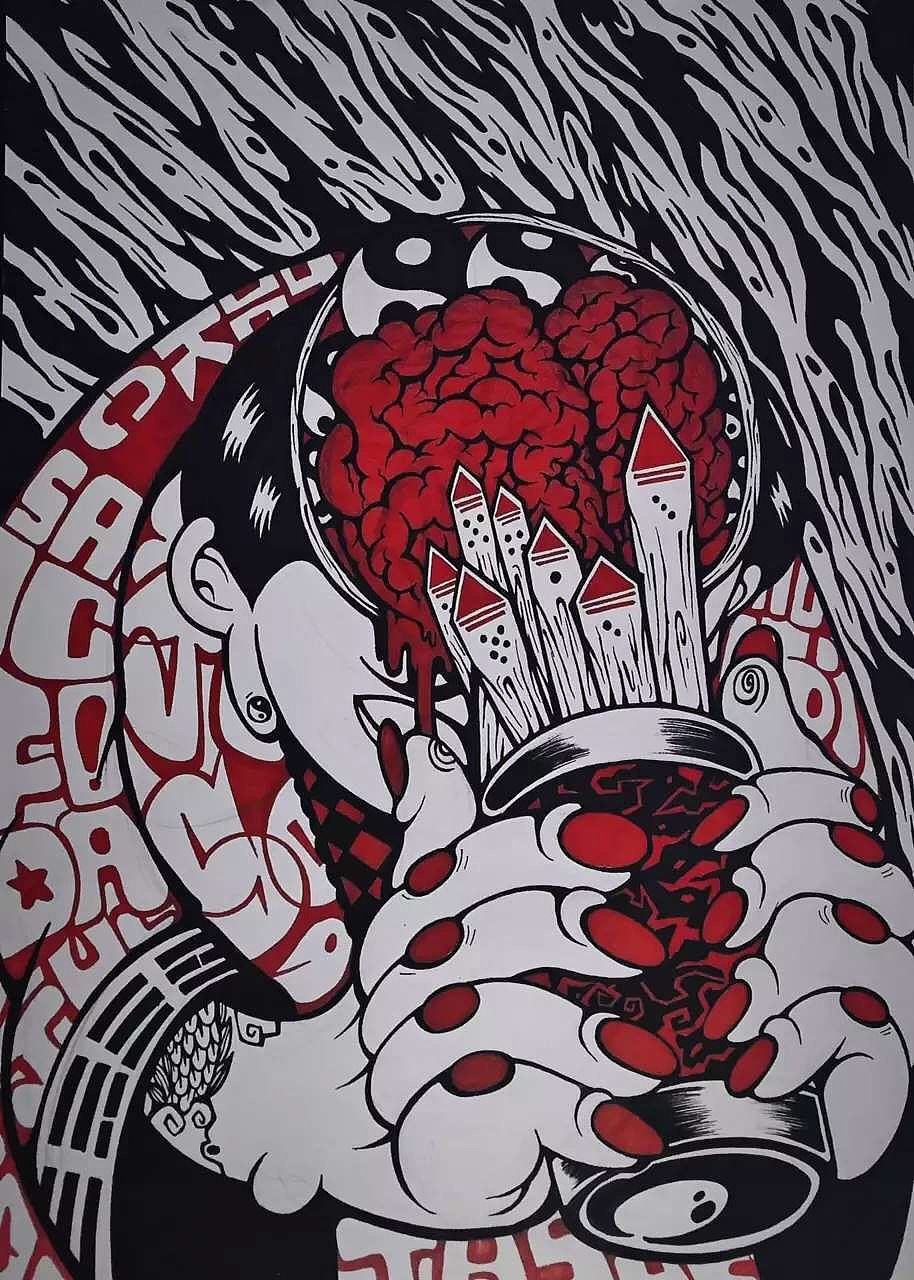 我的道教黑白红（图ZMzU3NDYzNTI=） - 新锐潮流插画 - 站酷设计师saycr原创素材 - 站酷ZCOOL