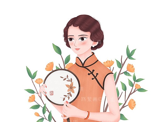 民国旗袍女人插画