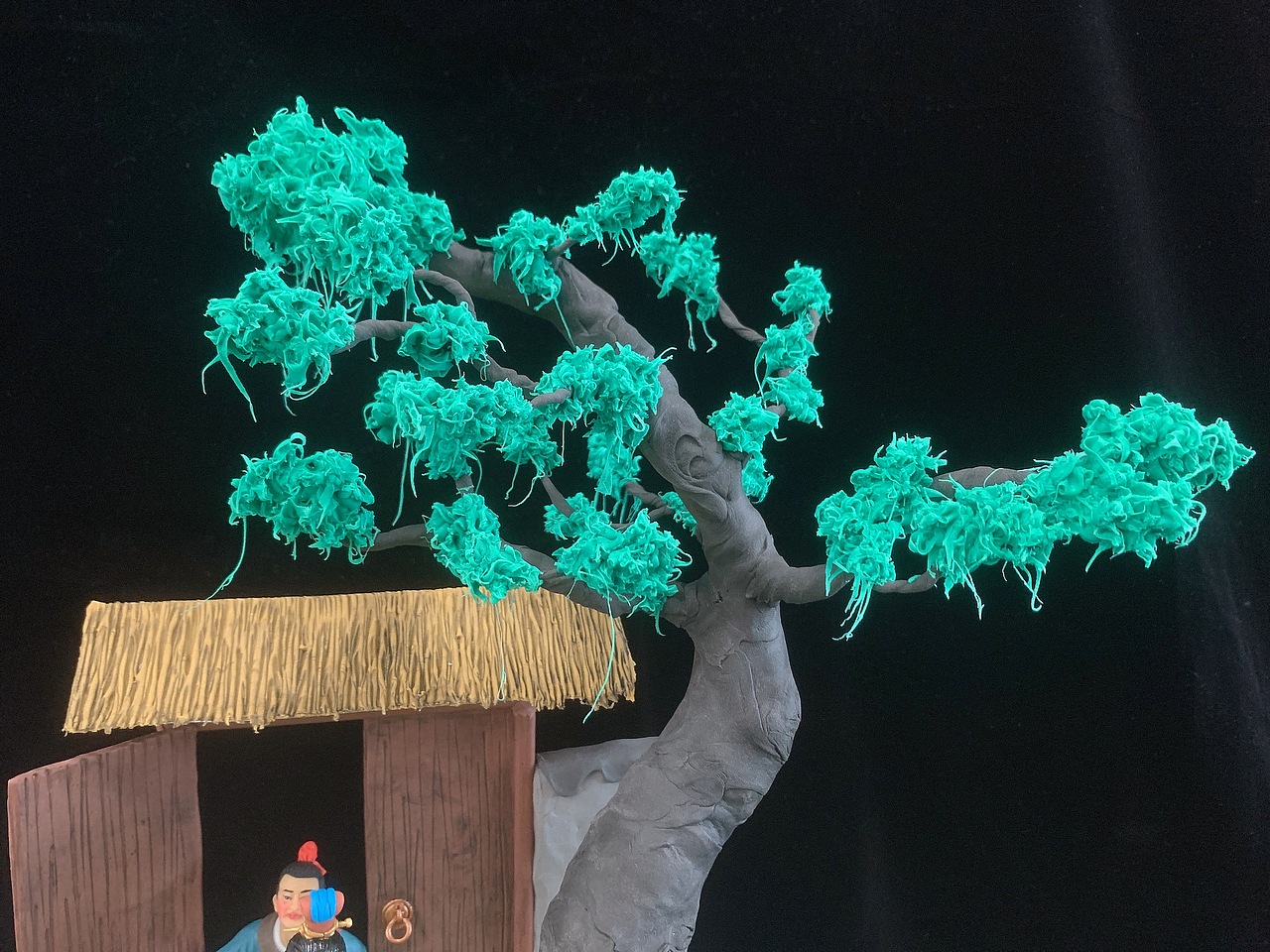 康健面塑作品《三顾茅庐》