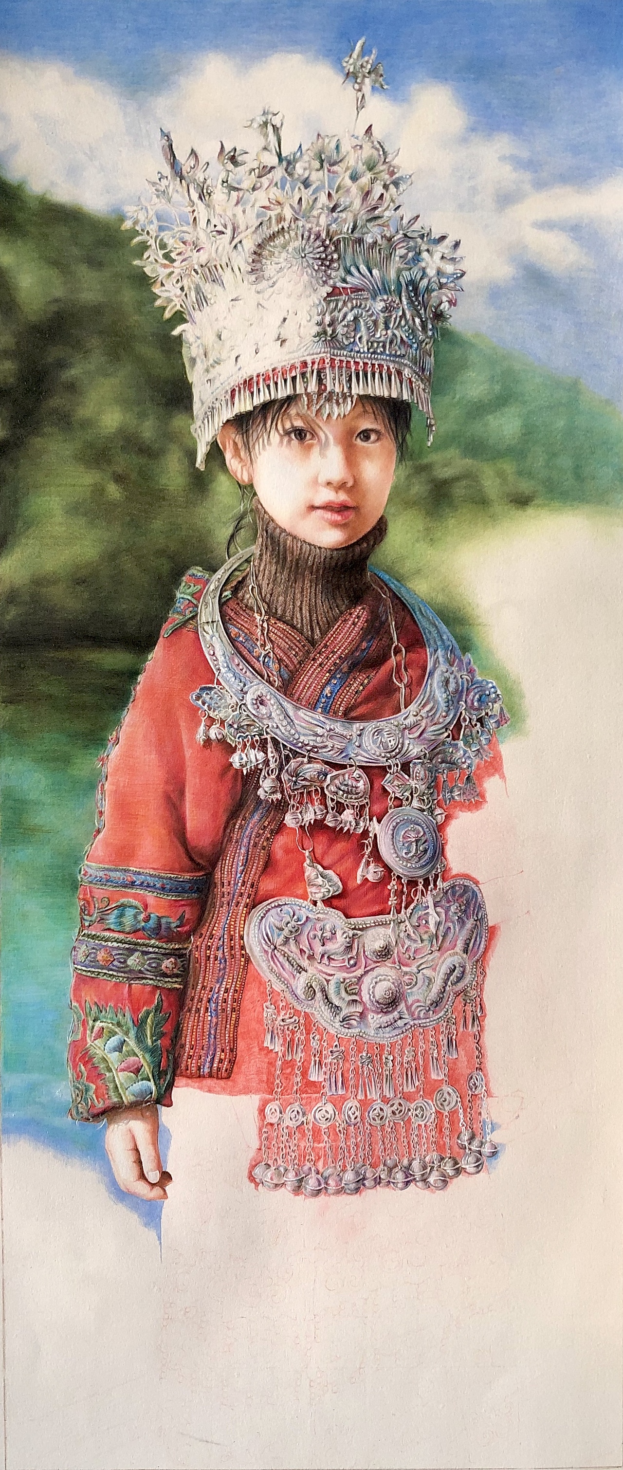 彩铅作品:苗族服饰-裴佳欣|纯艺术|绘画|一兮手绘 - 原创作品 - 站酷
