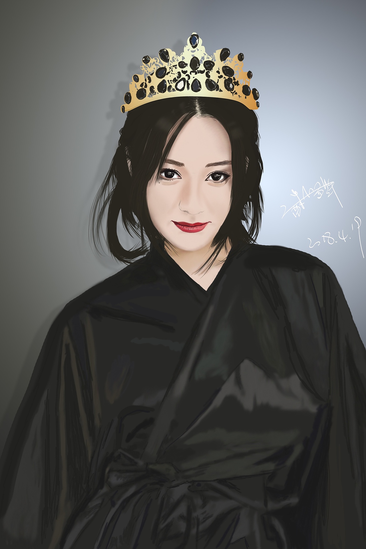 迪丽热巴ps数位板绘画