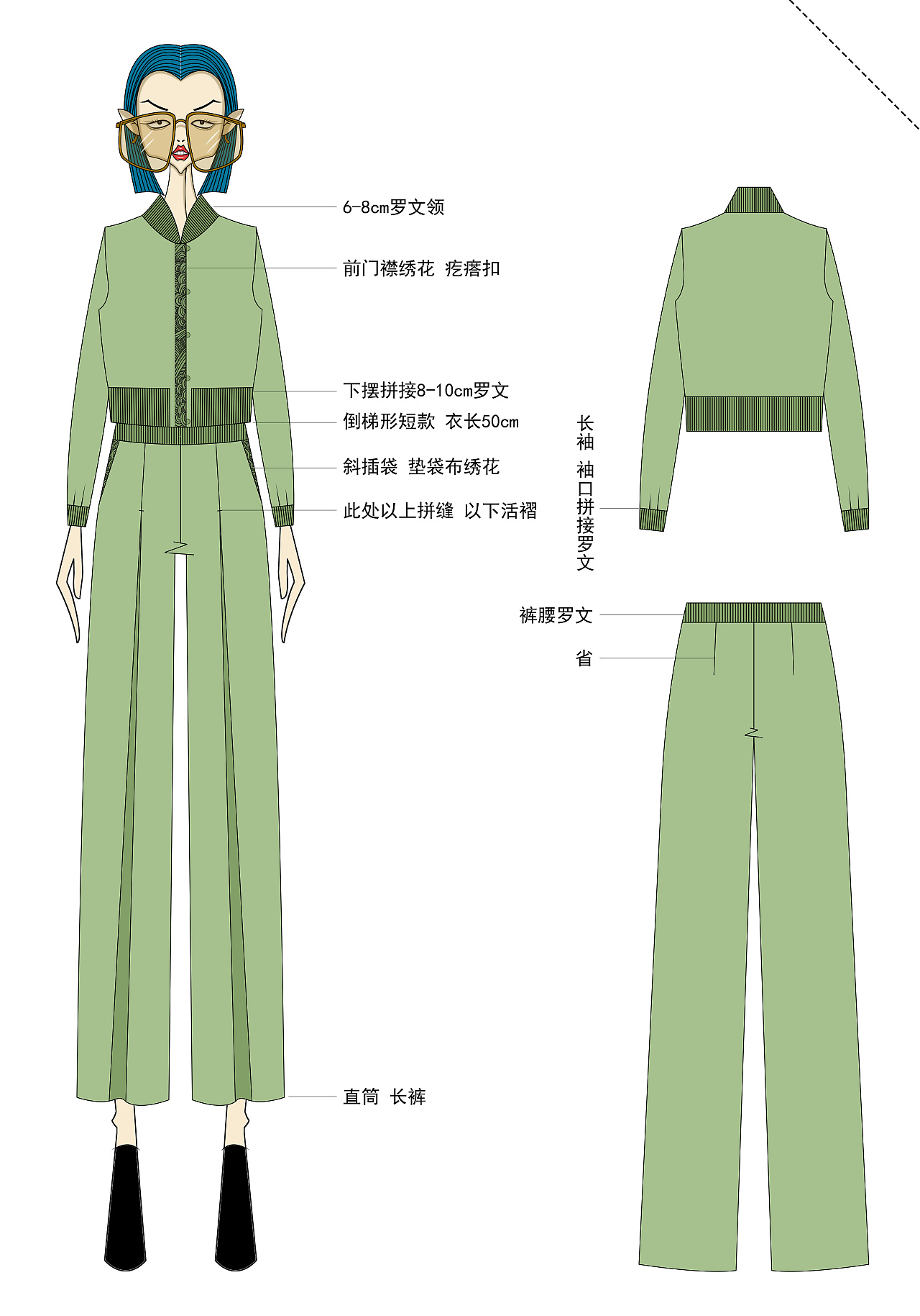 新中式女装图稿|服装|休闲/流行服饰|走乂夂二 - 原创作品 - 站酷