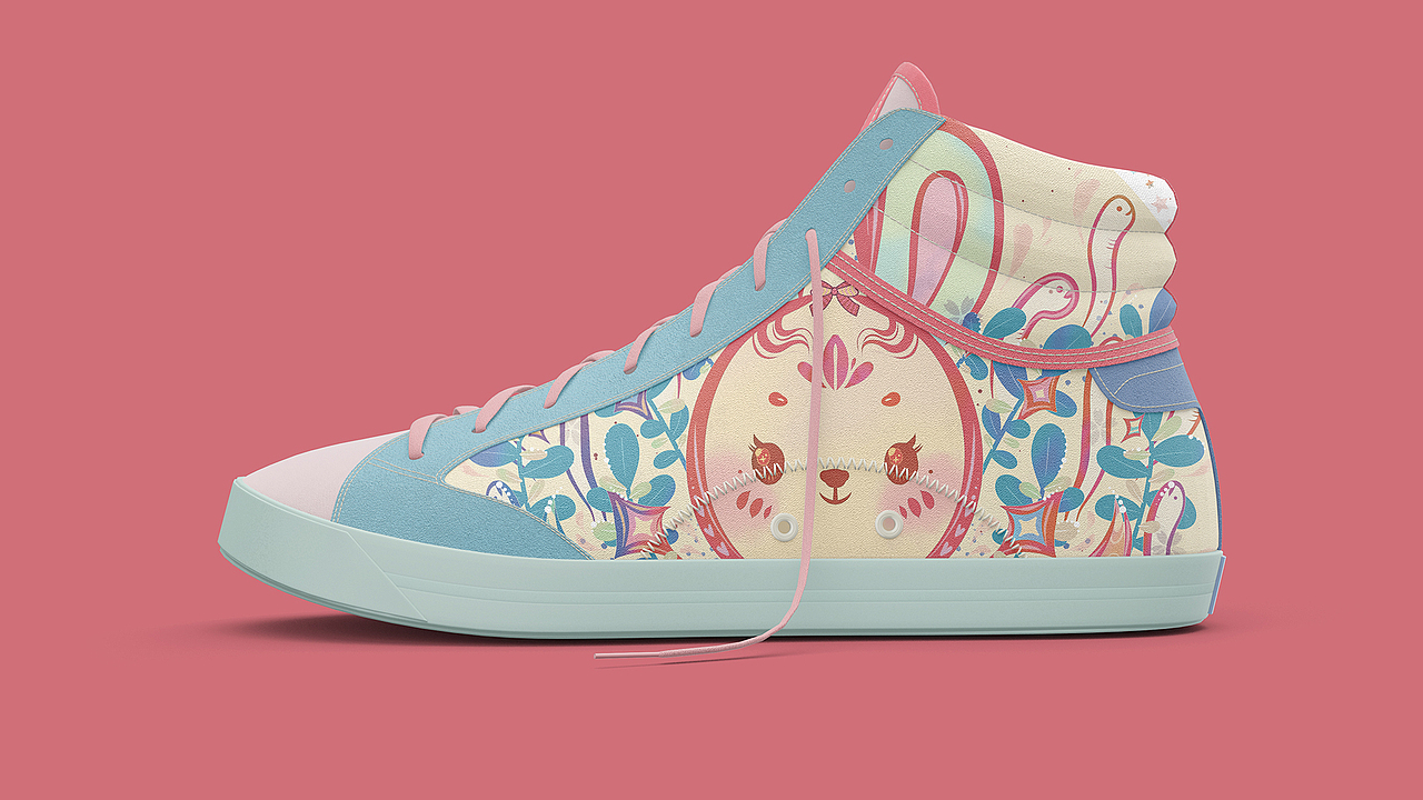 兔子图案丝巾鞋子设计