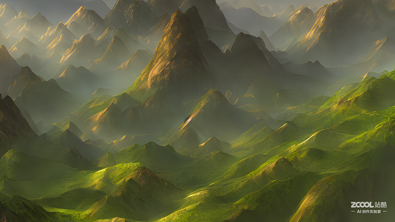 #AI创作实验室#十万大山,绿色青山,山中仙都,山水图