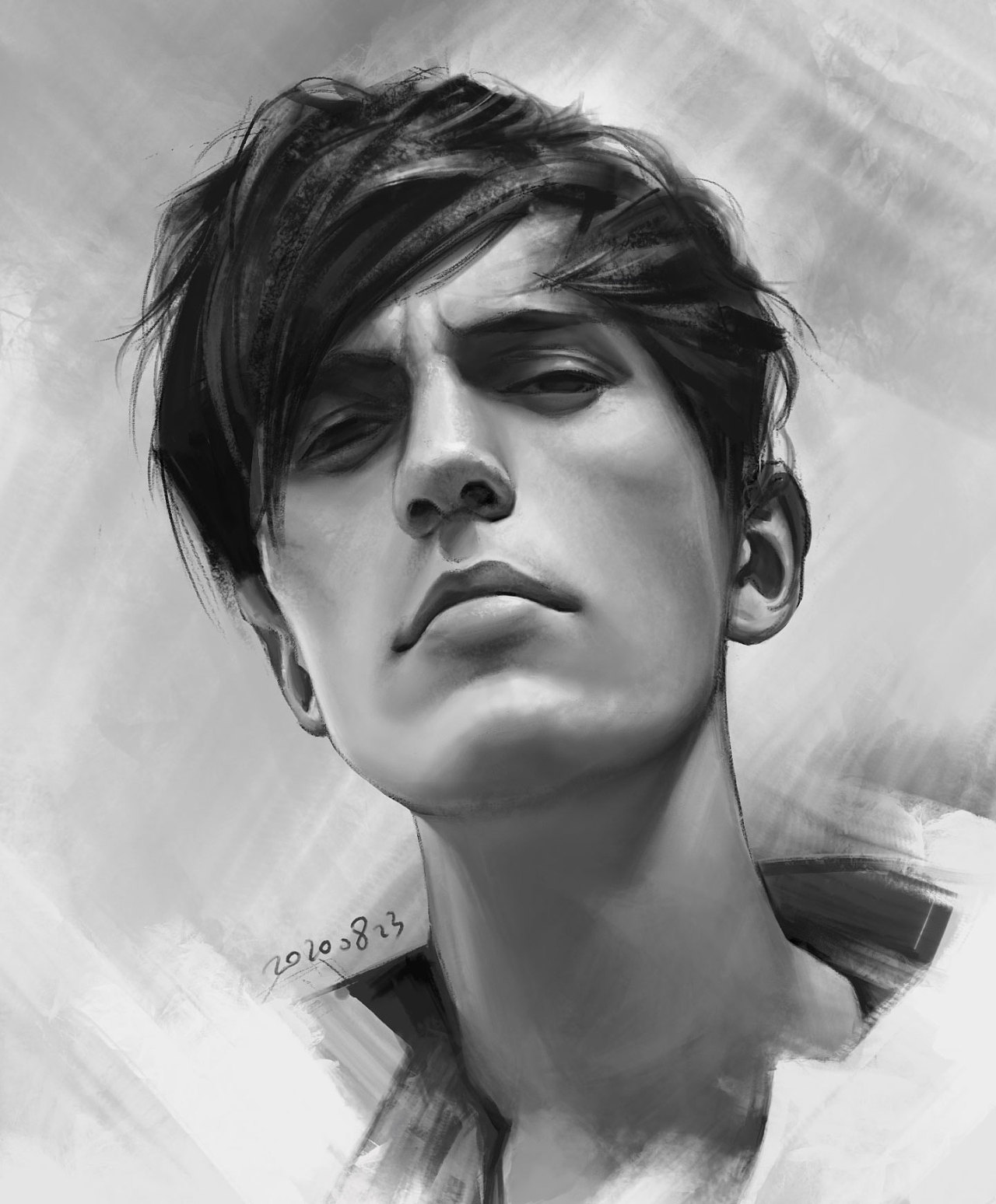 人头像照片写生练习|纯艺术|绘画|怪异的福施福那 - 原创作品 - 站酷