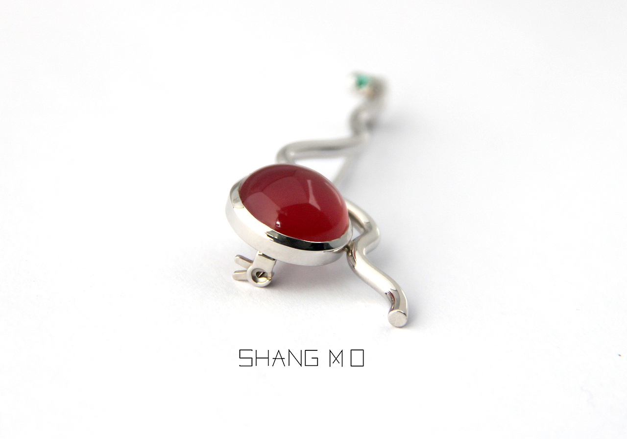 尚末首饰原创设计孤品意境远山日落个性时尚男性胸针