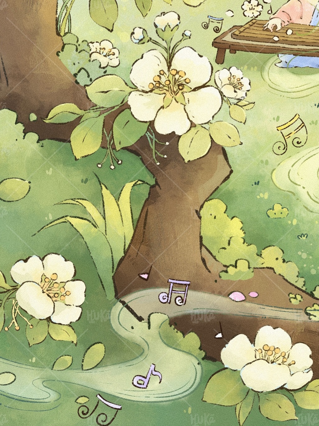 【场景插画】在梨花盛开的树下（图ZMzcyNjA0MzMy） - 商业插画 - 站酷设计师虎咖__z原创素材 - 站酷ZCOOL