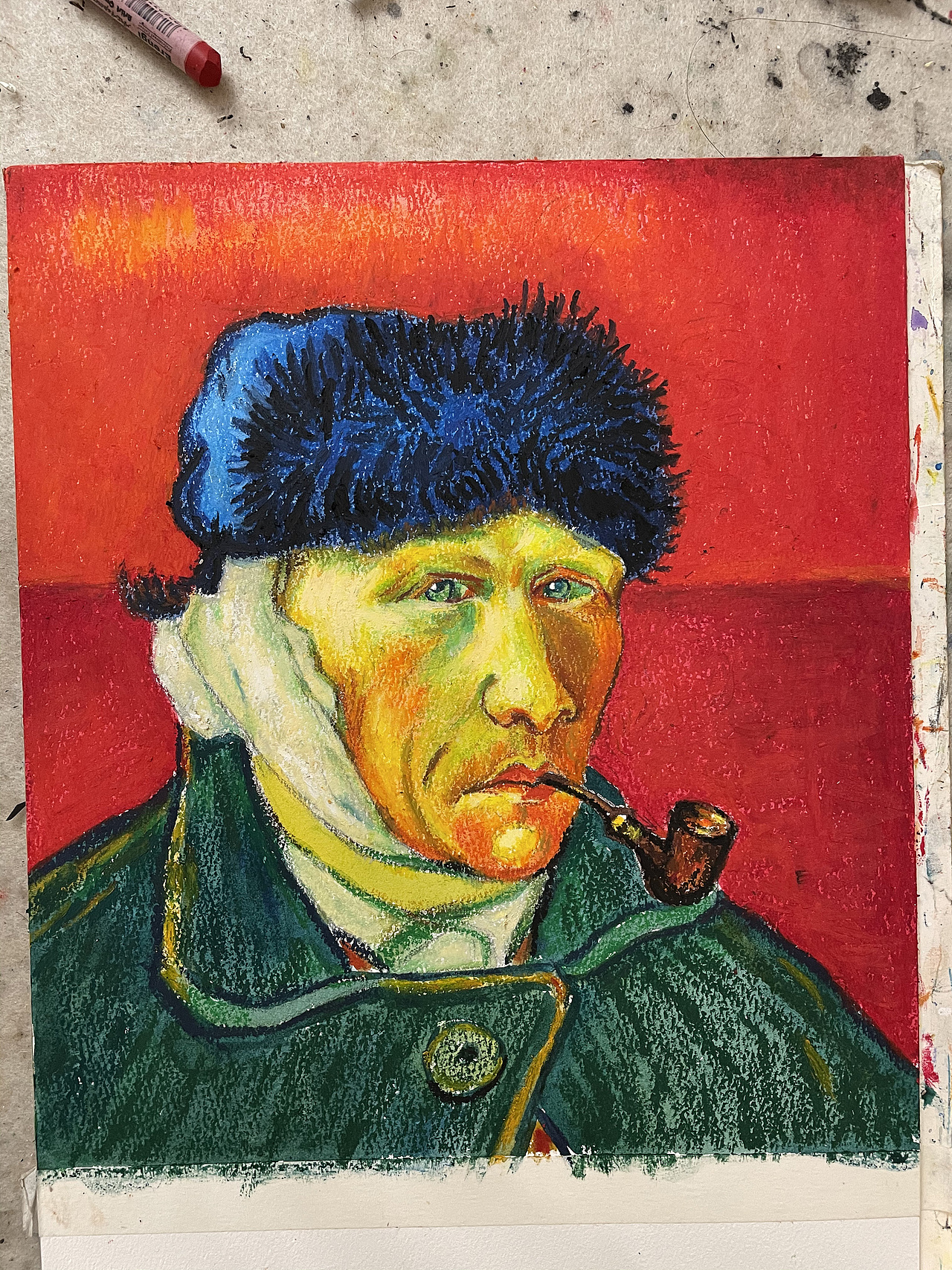 油画棒教程分享之梵高自画像（图ZMjM3NDI5Nzg0） - 绘画 - 站酷设计师慕渔艺术原创素材 - 站酷ZCOOL