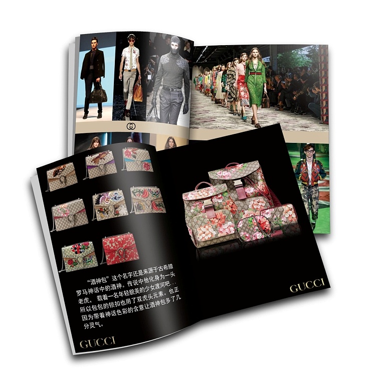 这是以gucci2016春款走秀款为主题设计的,整个封面以浅卡其色和花鸟