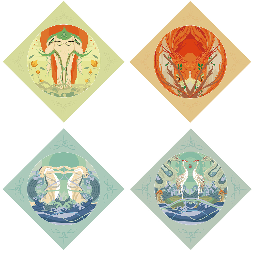 延生品,在各域中选取某一个体进行再创造,以对称式展现出来