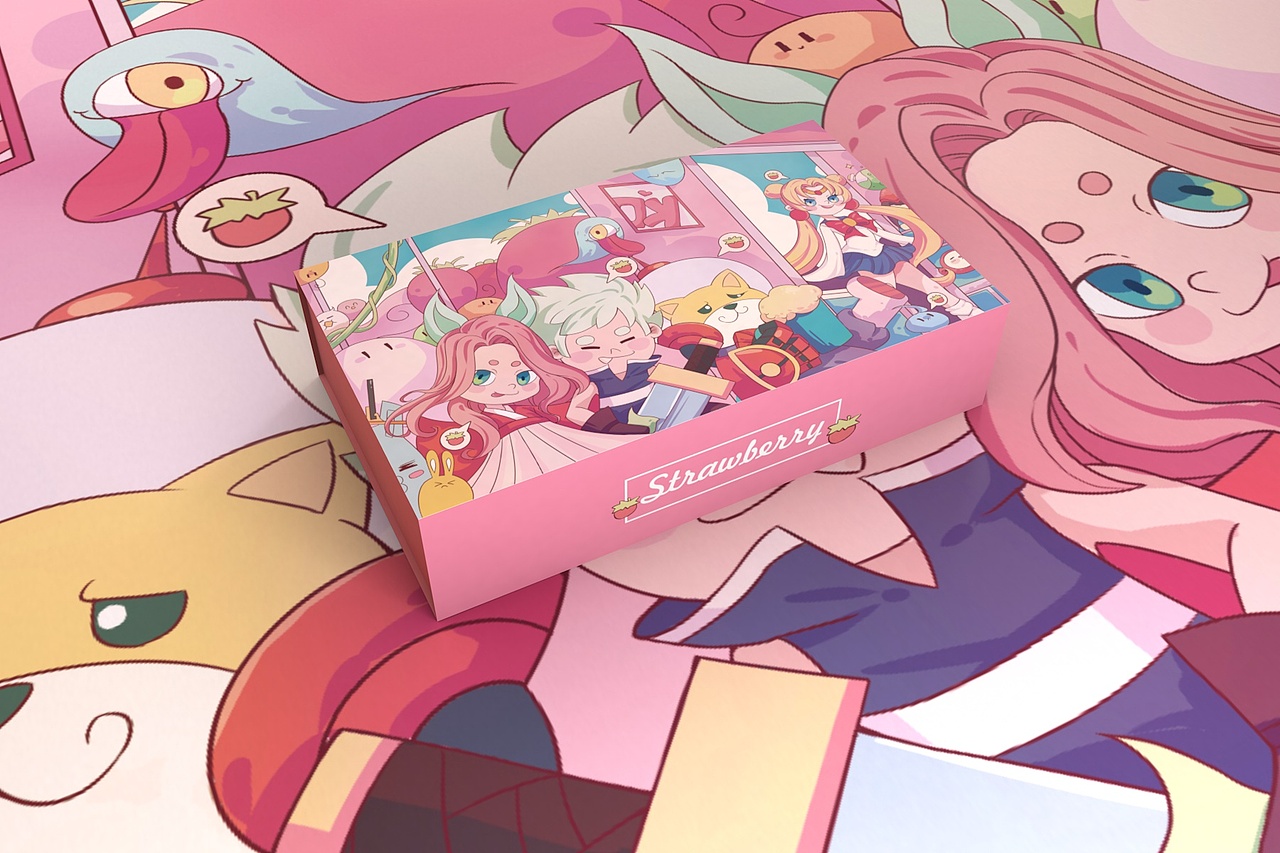 草莓创意手绘包装盒（图ZMTMzMzQxODUy） - 包装 - 站酷设计师造物视觉品牌设计原创素材 - 站酷ZCOOL