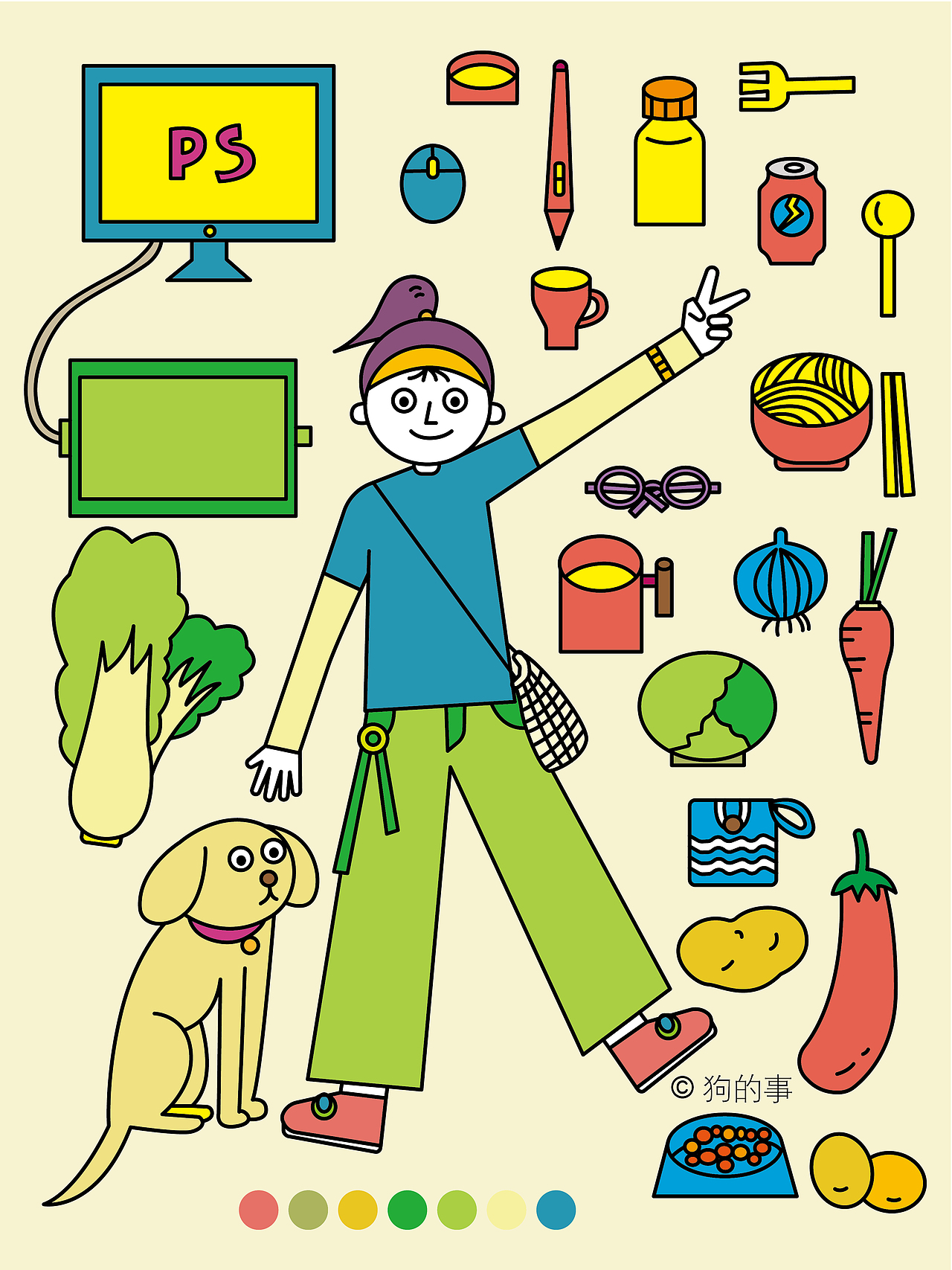 除了做菜，我还会用数位板画画。